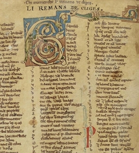incipit de Cliges, manuscrit du  XIIIe sicle
